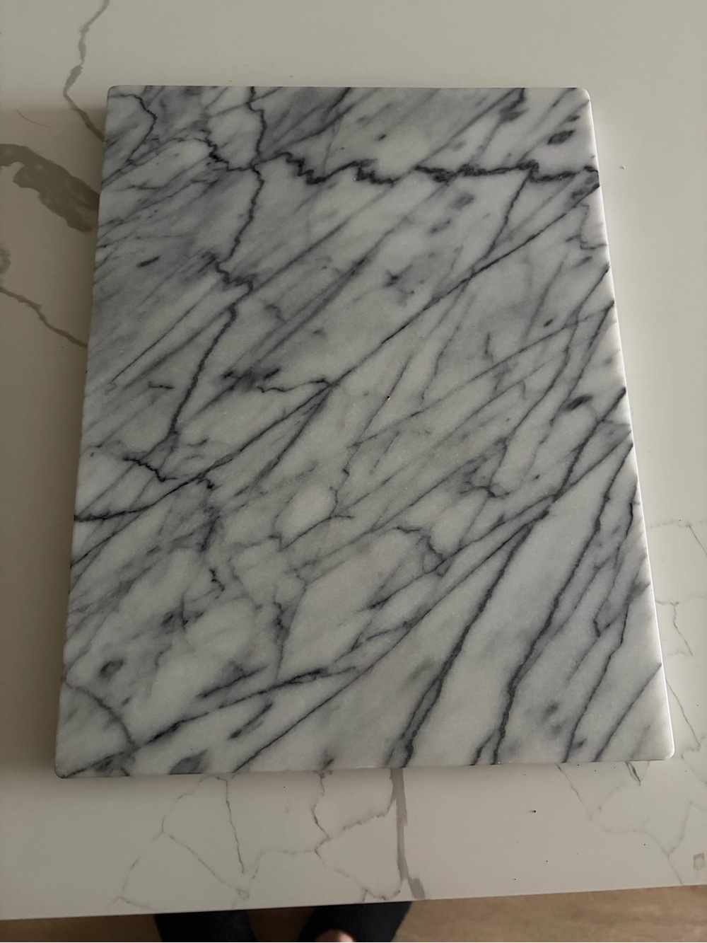 Crate&Barrel White and Gray Marble Cutting/Serving Board